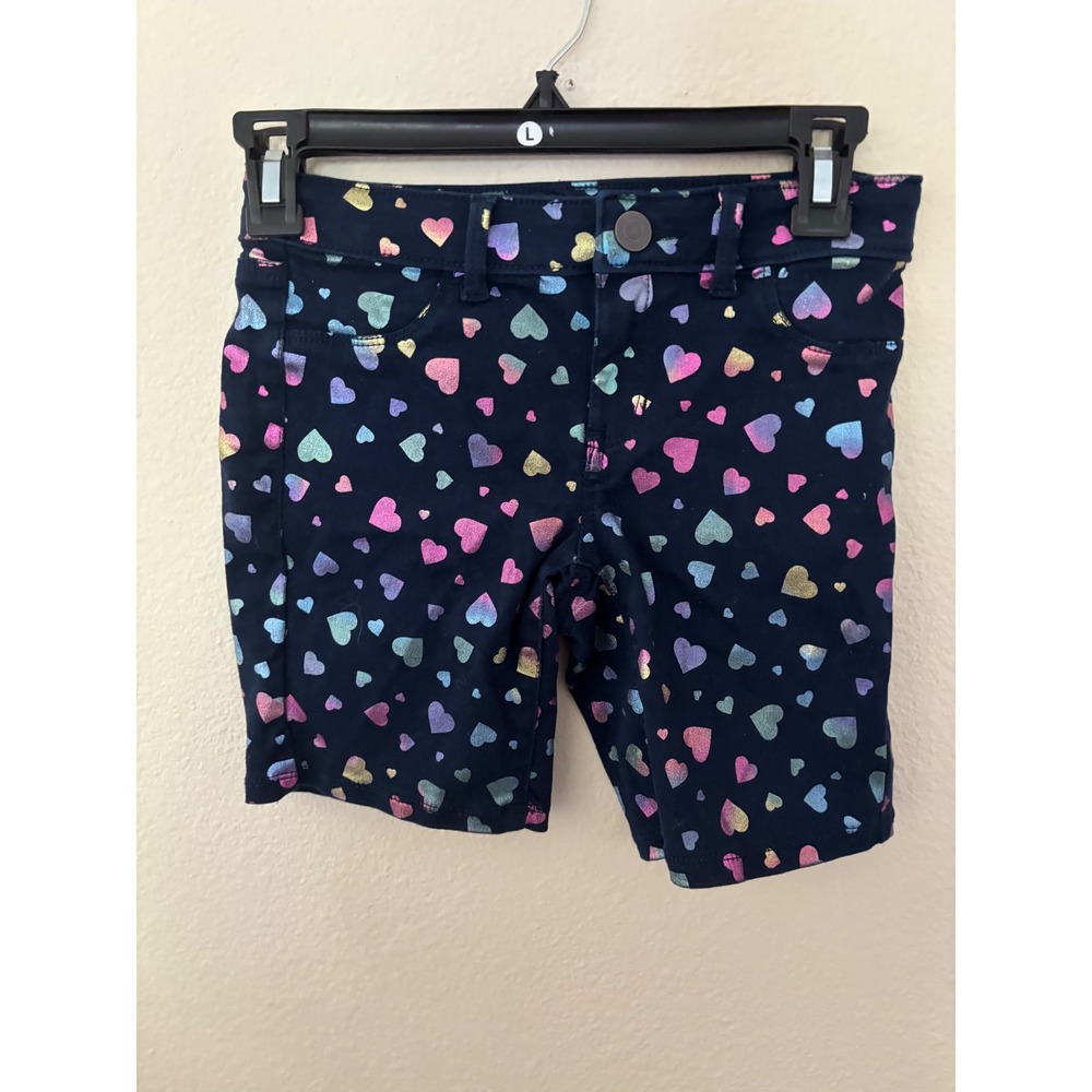 Kohls Girls Navy Blue Metallic Rainbow Heart Ultimate Shorts Size L A1118